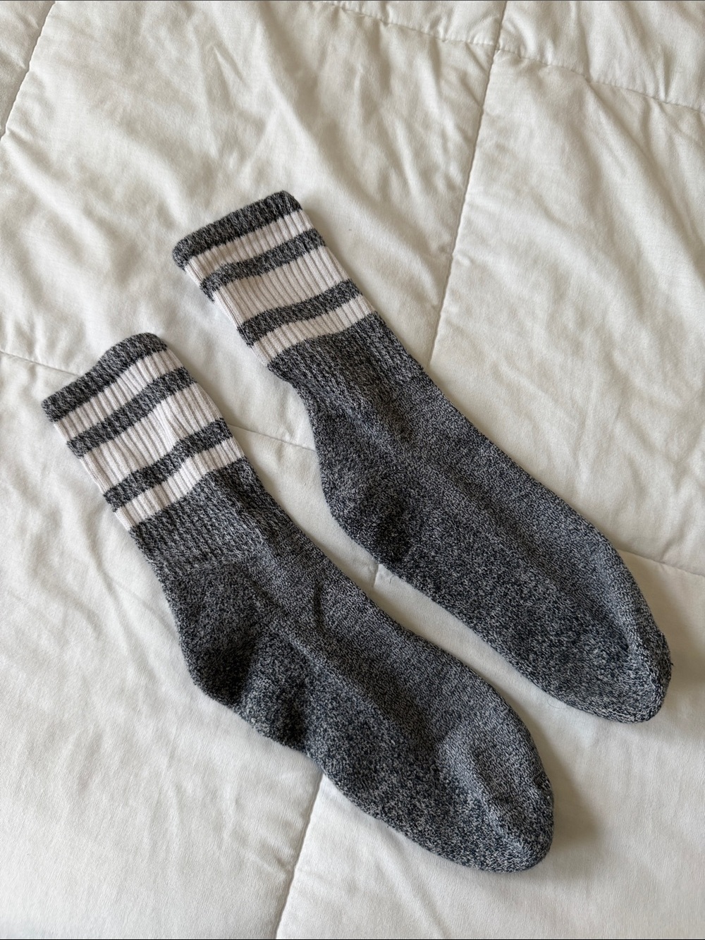 H&M Gray Crew Athletic Socks with White Stripes